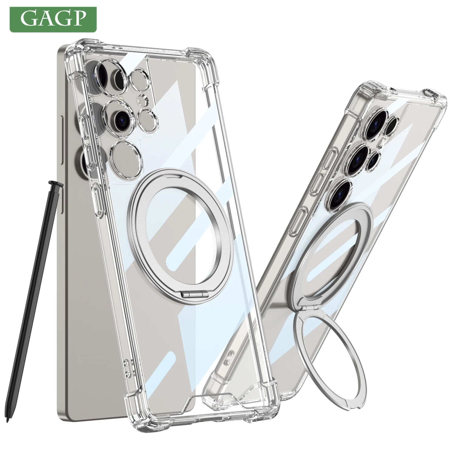 Enhanced Magnetic Clear Acrylic Stand Case with Airbag Anti-Knock Cover