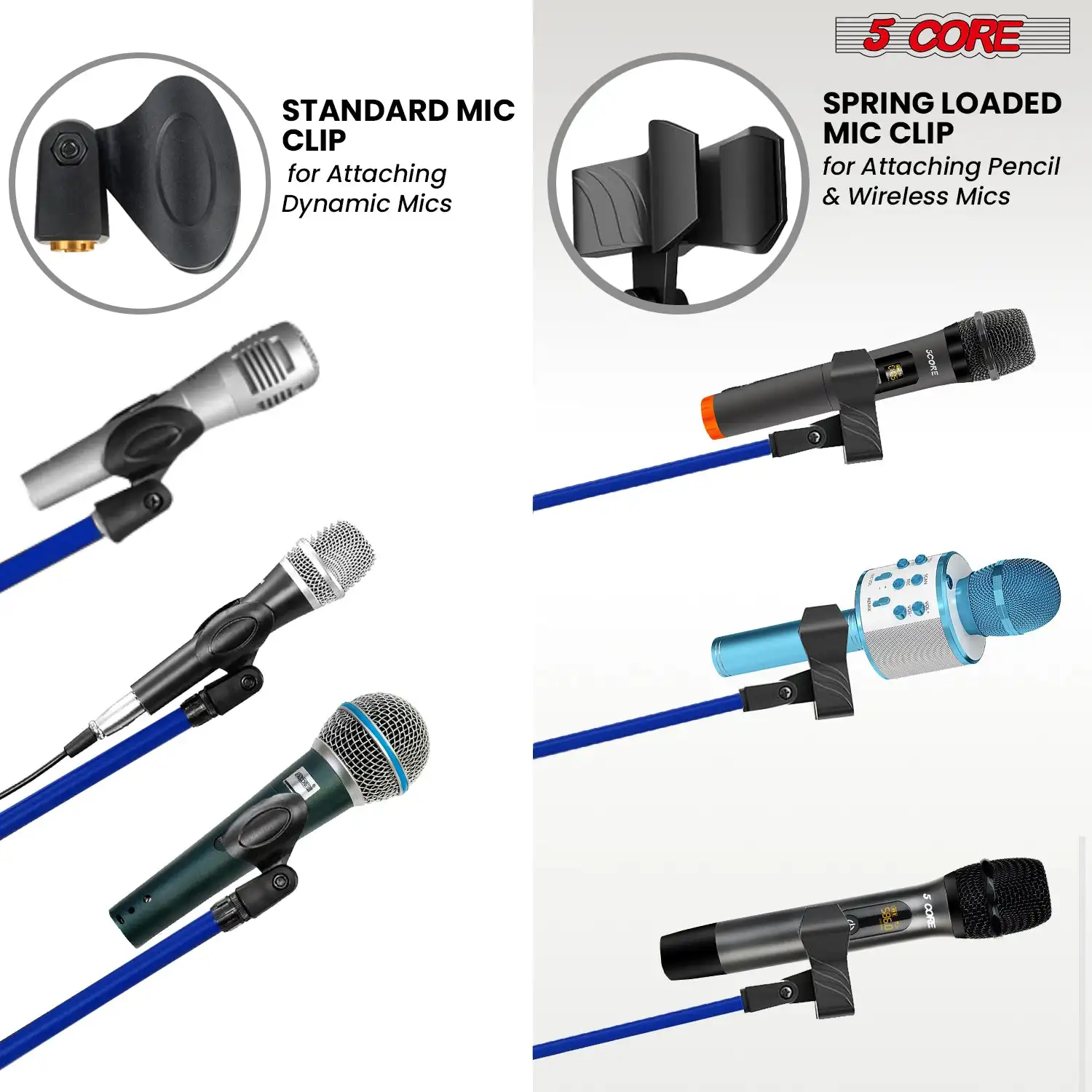 5 Core Tripod Mic Stand Adjustable Holder Floor Microphone Boom Arm MS 080 D-BLU