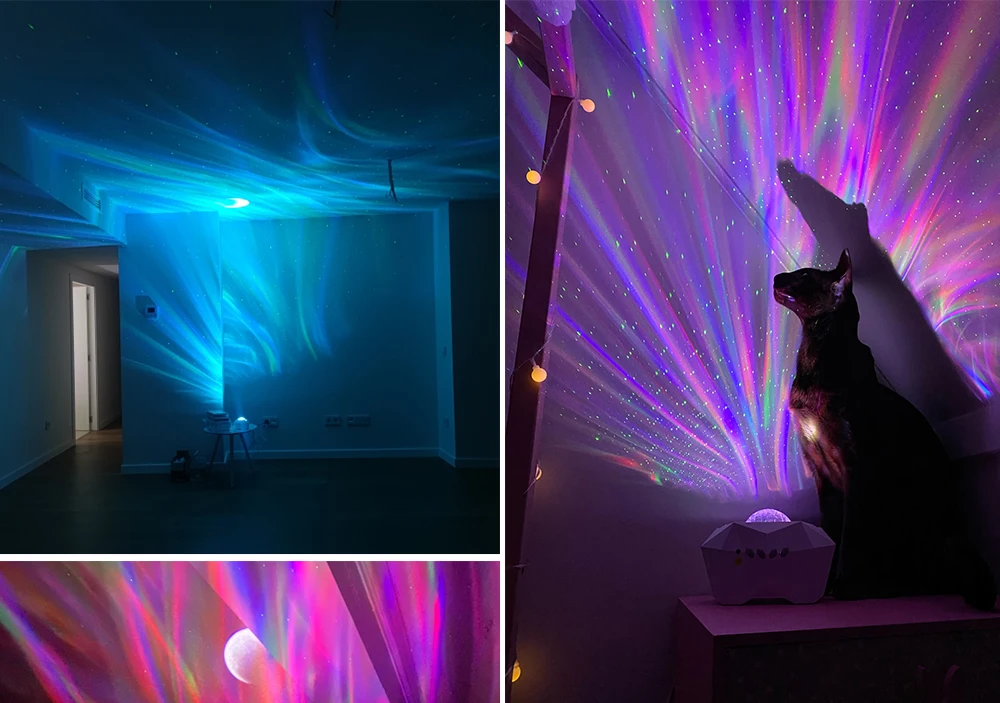 Led Aurora Borealis Mood Galaxy Projector Starry Sky Music Moon Nebula Projection Bedroom Decoration Laser Atmospher Night Light unicorn night light