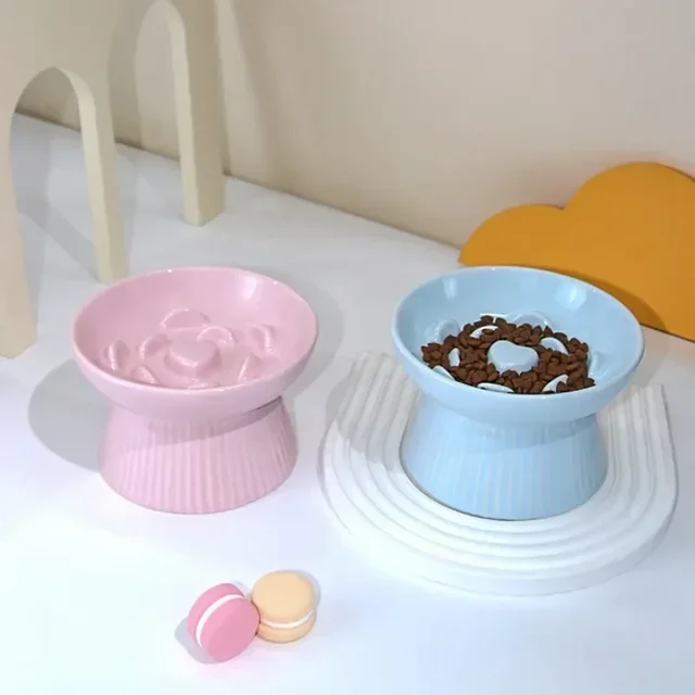 Cats Cat Anti-choking Feed Dogs Food Pet Slow Bowls Ceramic Elevated Small Feeders Anti-gulping Eating Puppy Bowl Supplies 4