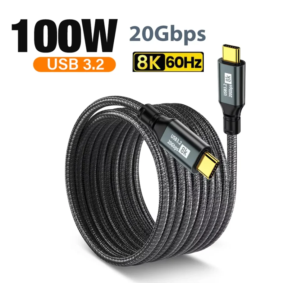 USB-C PD100W ThunderBolt 3 8K 고속 충전 케이블 0.5m 1m 1...