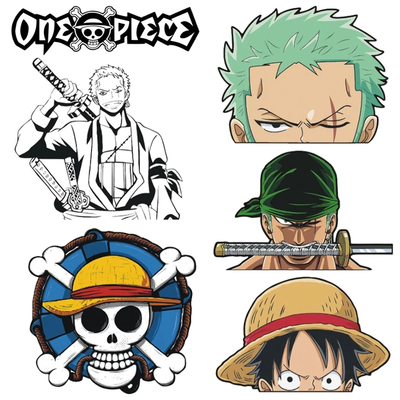 One Piece Rufy Roronoa Zoro Sticker Reflective Car Decal Cartoon Anime Car Body Masking Scratching Sticker Cute Auto Accessori