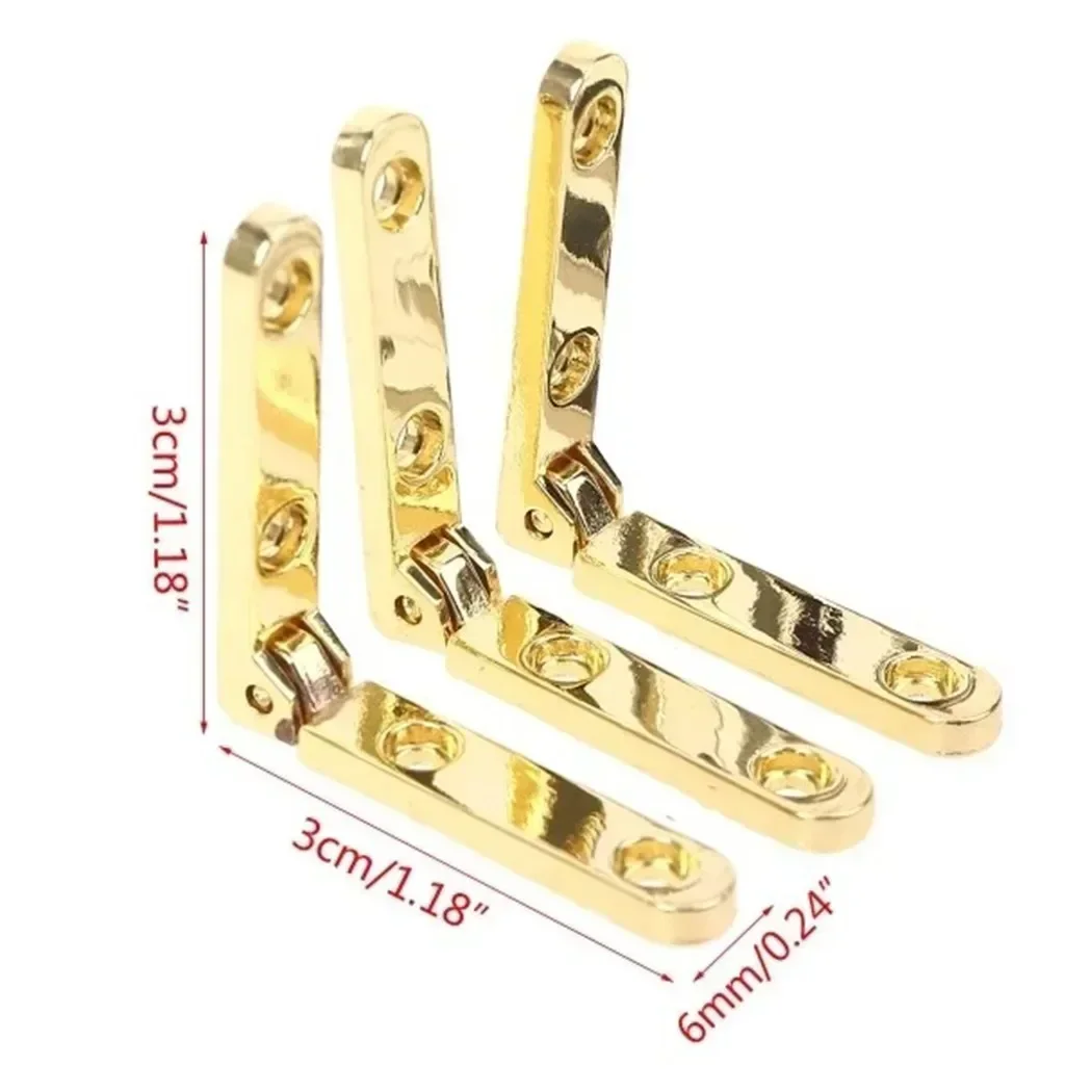 10Pcs 90 Degree Hinges Zinc Alloy Seven-letter Spring Hinge For Wooden Box Gift Wine Jewellery Case Cabinet Furniture Hardware