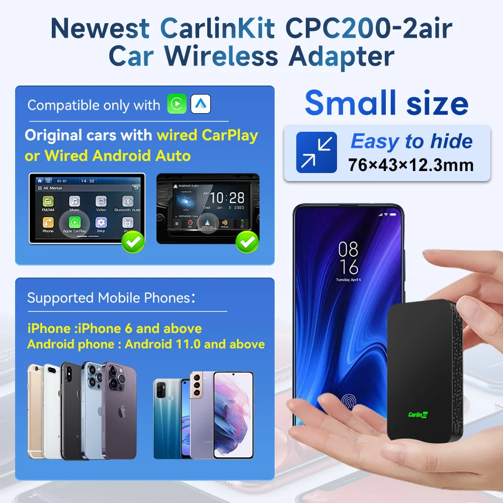 CarlinKit 5.0 2air  ȵ̵ Auto CarPlay 2-In-1   Spotify ¶ ׷̵ ǵ ڵ  Ʈ ī ڽ