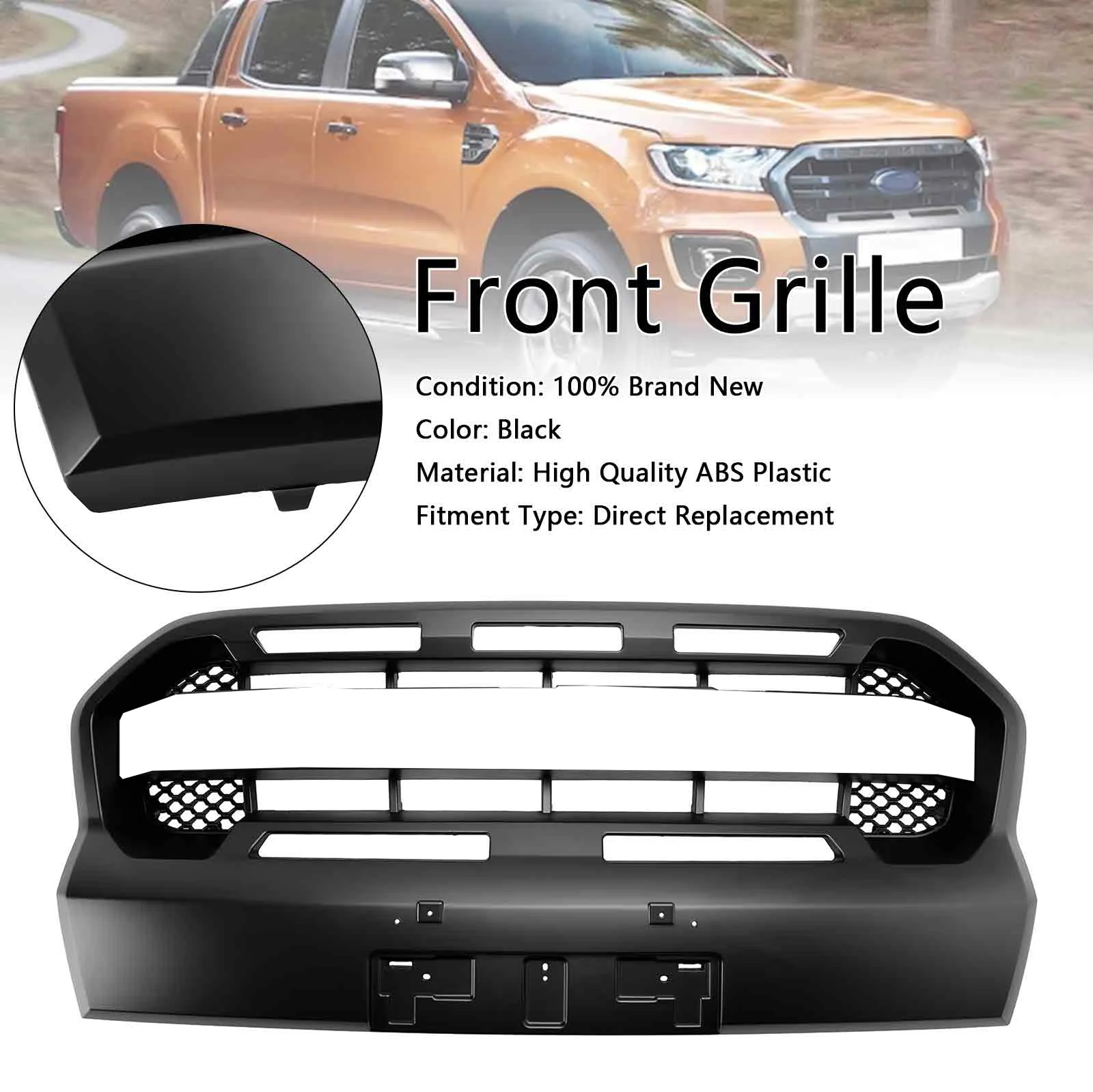 Artudatech Raptor Style Front Bumper Grille Grill Fit Ford Ranger 2019-2023 T8 W/LED