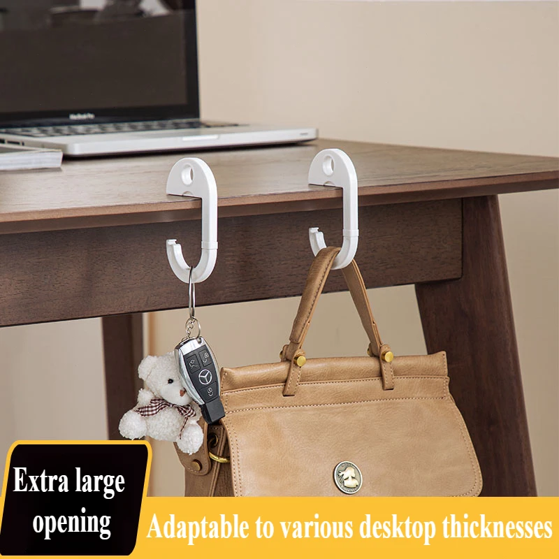 2PCS Deskside Book Bag Hooks Students' Special Coat, Hat and Bag Hooks Locking S-shaped Hooks Key Hanger 2
