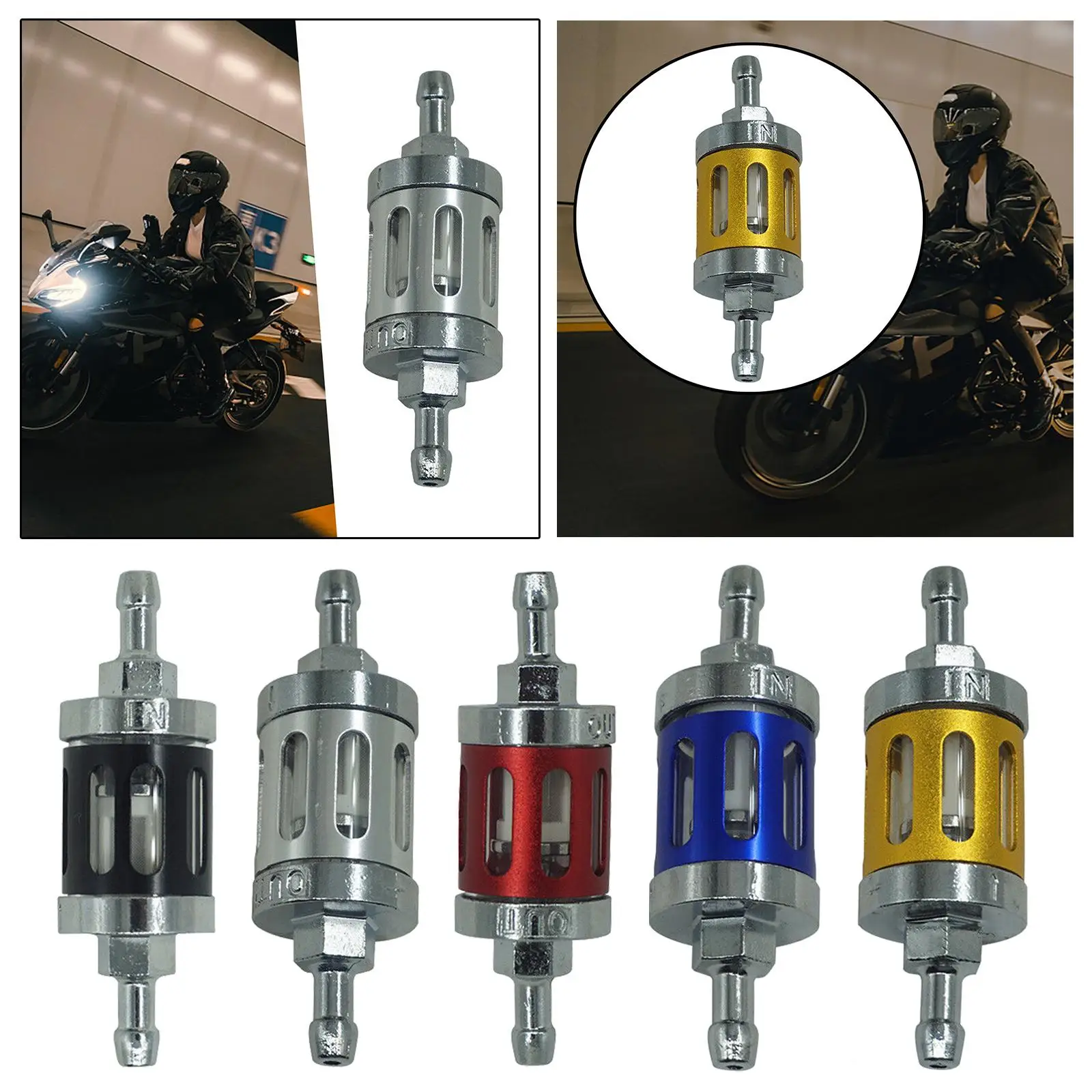 Universal Motorcycle Petrol Oil Fuel Filter Good Filtering Effect Reusable for ATV Dirt Pit Off Road Bike Motocross CNC Aluminum