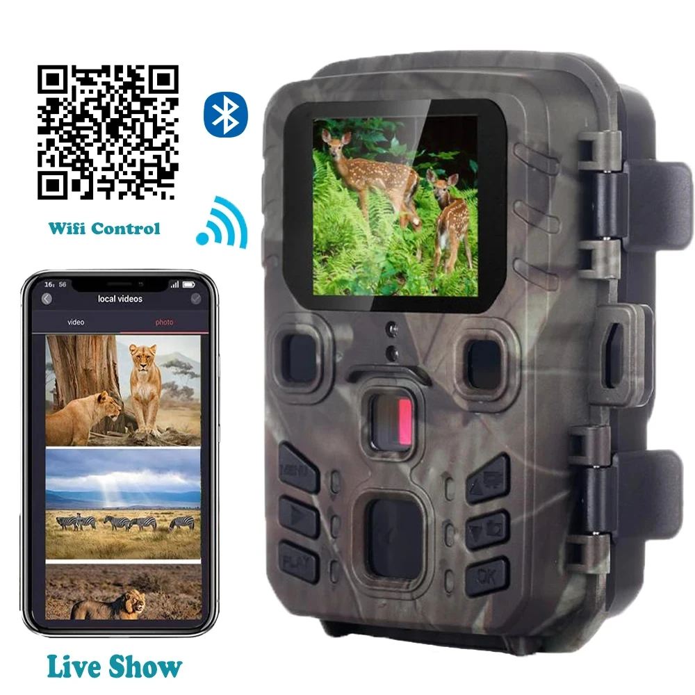 Outdoor Wifi Hunting Trail Camera APP Control Wireless Bluetooth Wifi301 24MP 1296P Night Vision Motion IP65Wildlife Traps Photo