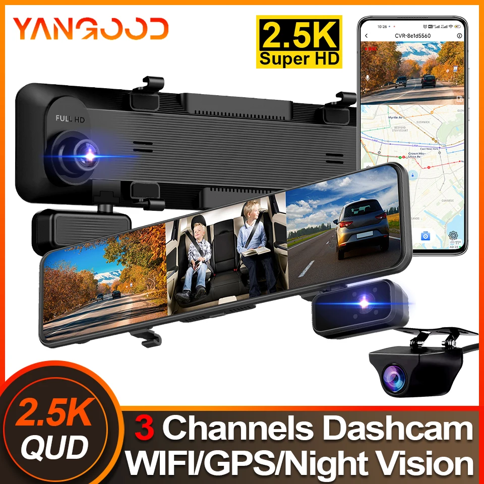 4K 차량 후방 카메라 DVR 블랙박스 무선 CarPlay 안드로이드 오토 24시간 주차 모니터링 루프 녹화 HD 차량 주행 기록 장치