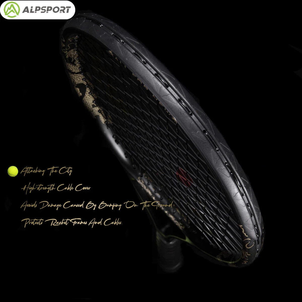 ALPSPORT Pro Tennis Racket T800-18K Carbon Fiber with Bag for Training Men & Women