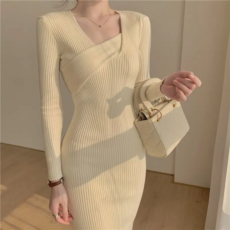 

Hepburn French-style over-knee woolen dress with overcoat knitted dress for women 2023 new autumn and winter pullover dress
