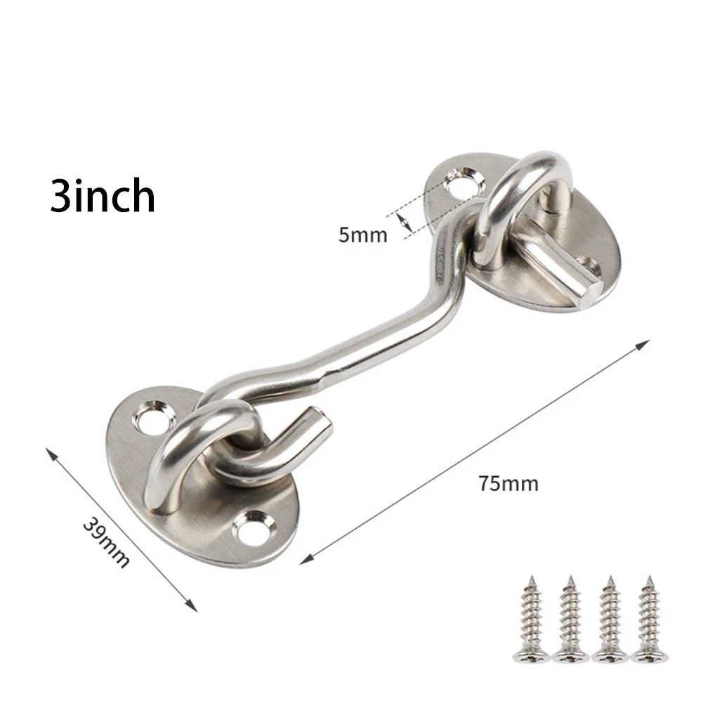 Cabin Hook Eye Lock Cabin Hook And Eye Latch Lock door latch door lock cylinder Shed Gate Door Stainless Steel Catch Silent Holder With Screws