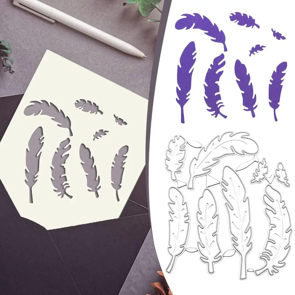 

Feather Metal Cutting Dies Scrapbooking DIY Metal Craft Supplies Photo Card Album Die Making Templates Mold Stencil Cut Fea I3R8