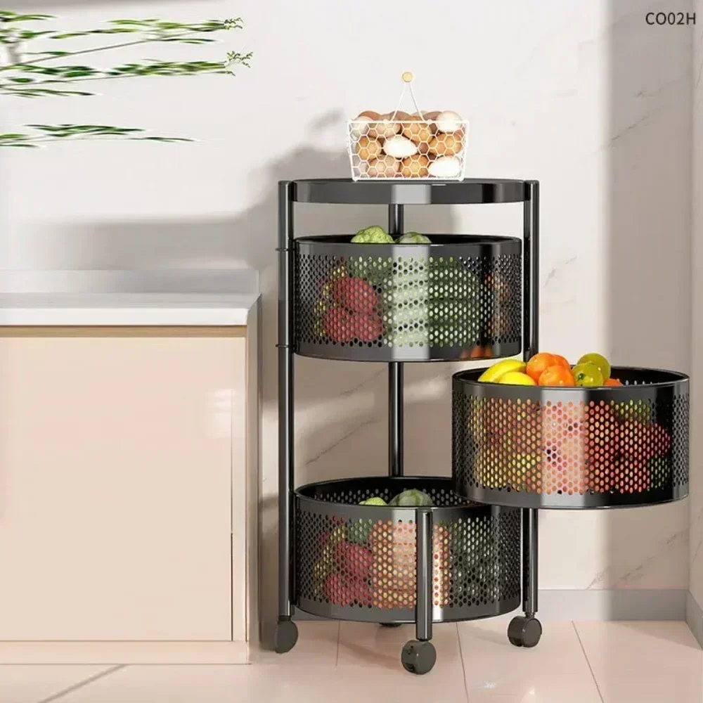 Circular Kitchen Storage Rack Multi-Layer Vegetable Basket Round Kitchen Rotating Storage Rack Circular