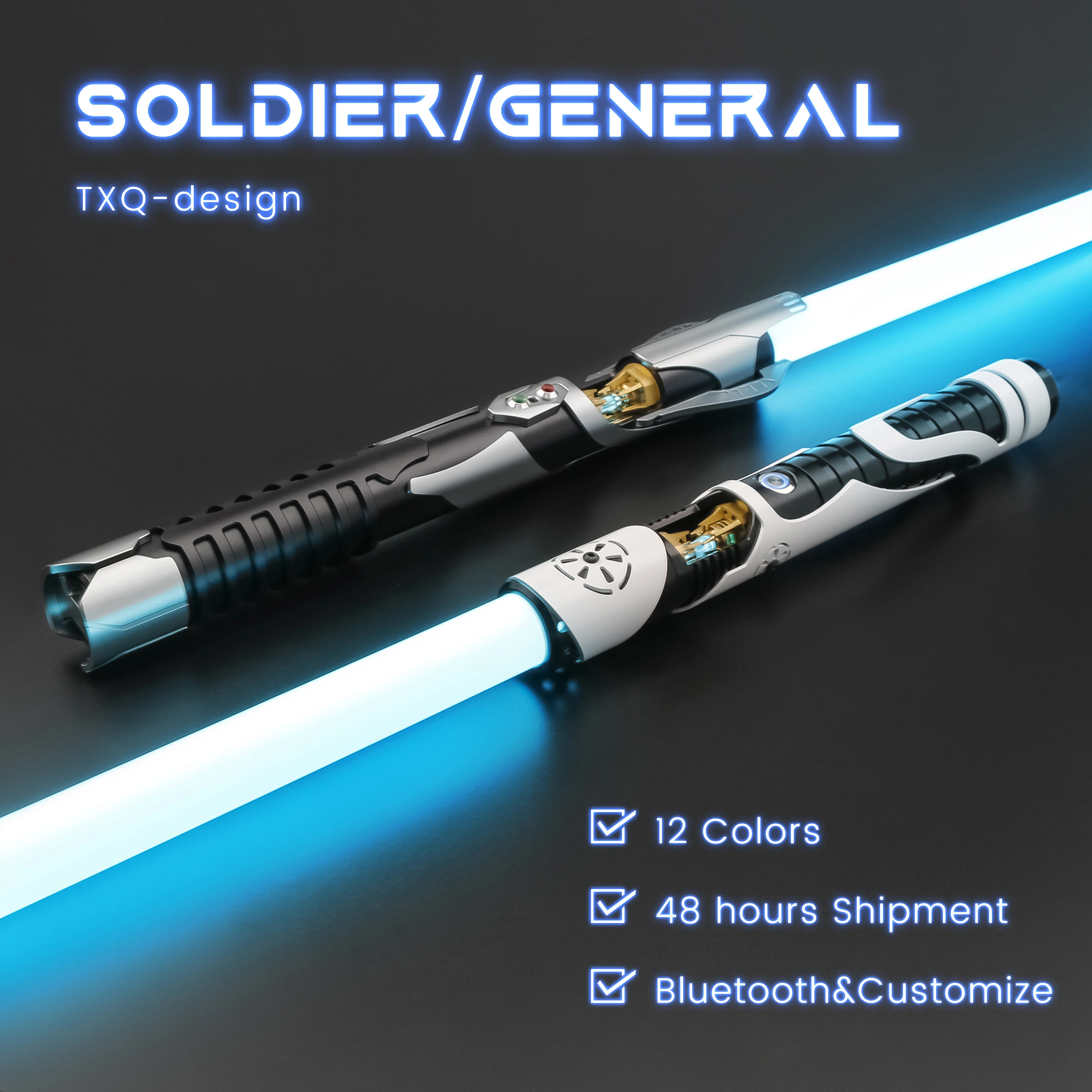 

Световой меч TXQSABER Soldier и General Lightsaber поставляется с металлической рукояткой Kyber Crystal, Нео пиксель, искусственный меч, плавное вращение, управление через Bluetooth