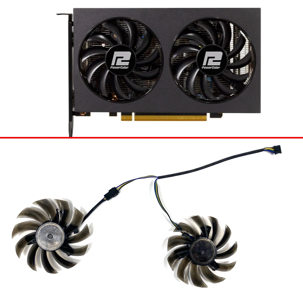 2 Pz Nuovo 75Mm 4Pin Pld08010S12H Ventola Di Raffreddamento Amd Radeon Rx 6500 Xt Ventola Gpu Per Powercolor Fighter Amd Radeon Rx 6500 Xt 4Gb