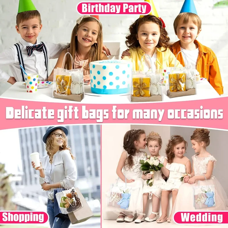 10/20 sacchetti regalo trasparenti con manico, matrimonio