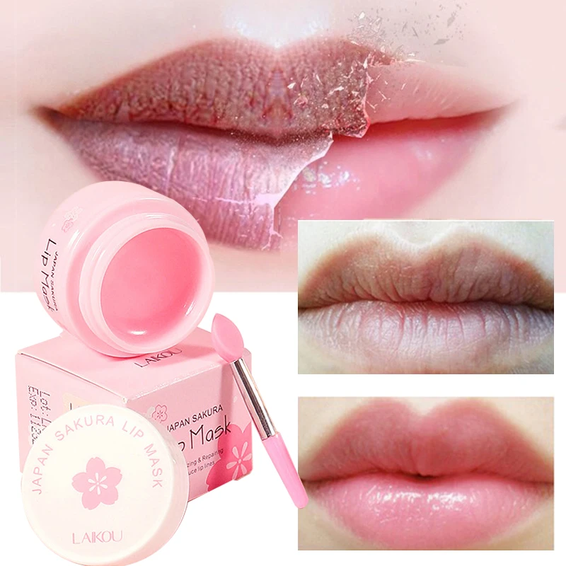 

LAIKOU Sakura Lip Mask Serum Anti-Crack Moisturizing Lip Balm Remove Lip Lines Dead Skin Lipstick Brighten Nourishing Lip Care