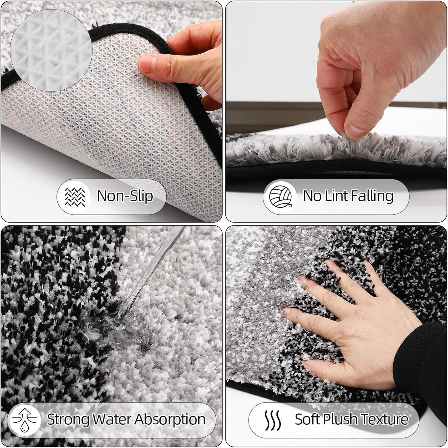 Black Bathroom Set. Shower Curtain & Rug. Ombre Waterproof Curtain. Ultra Absorbent Rug. Stylish Home Decor.