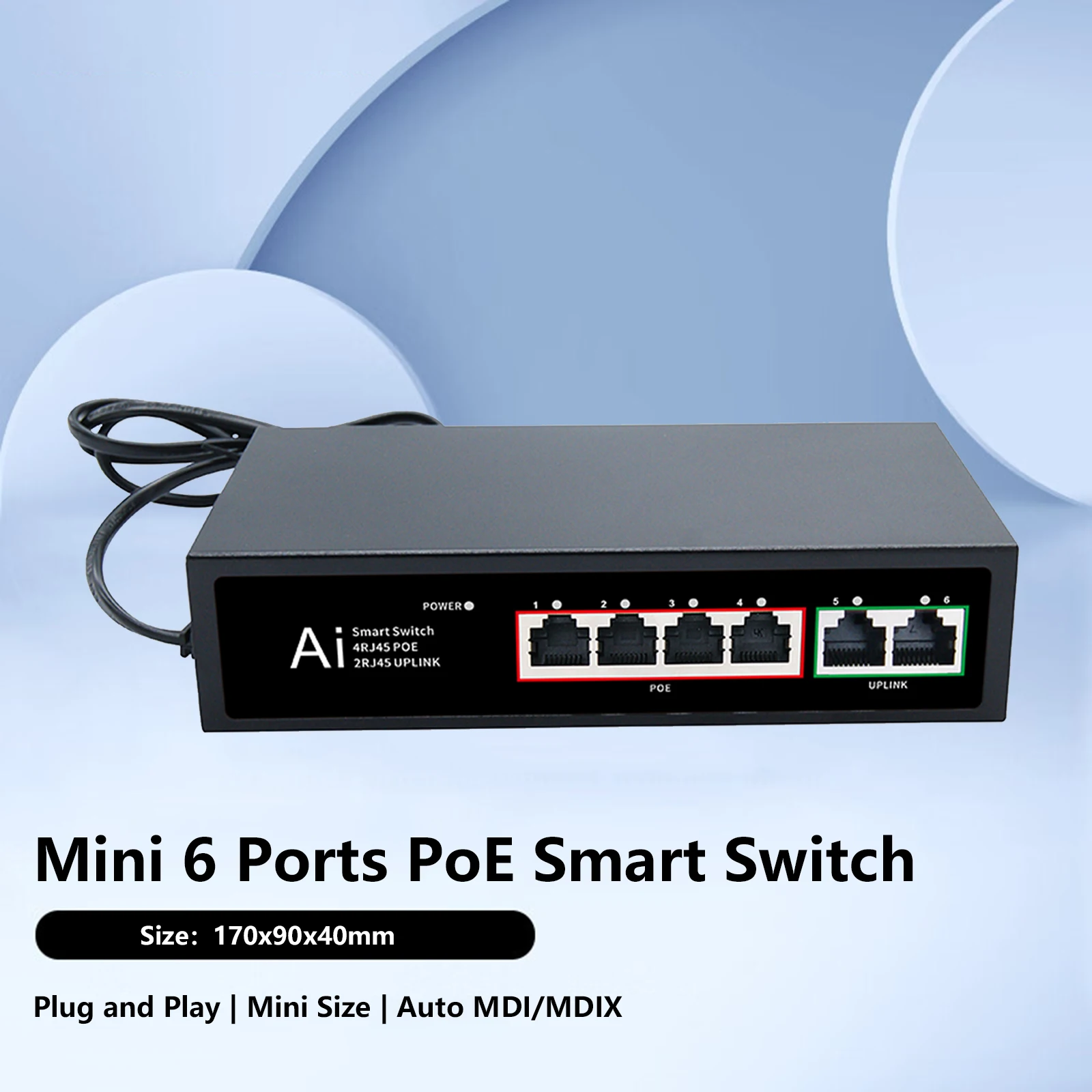 POE 이더넷 스마트 스위치 네트워크 스위치, 6 포트, 10 포트, 100Mbps,..