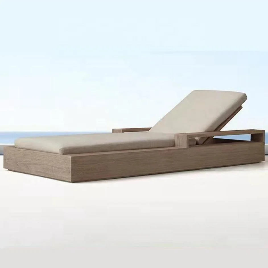 Outdoor Beach Swimming Pool Folding Lounge Chair Sunbed Aluminum Sunbed Modern Furniture High Quality Wood Lying Bed Texture 4