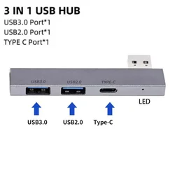 Universal Compact 3 - in - 1 USB - C Docking Station - High - Speed Plug and Play USB Hub (Grey)