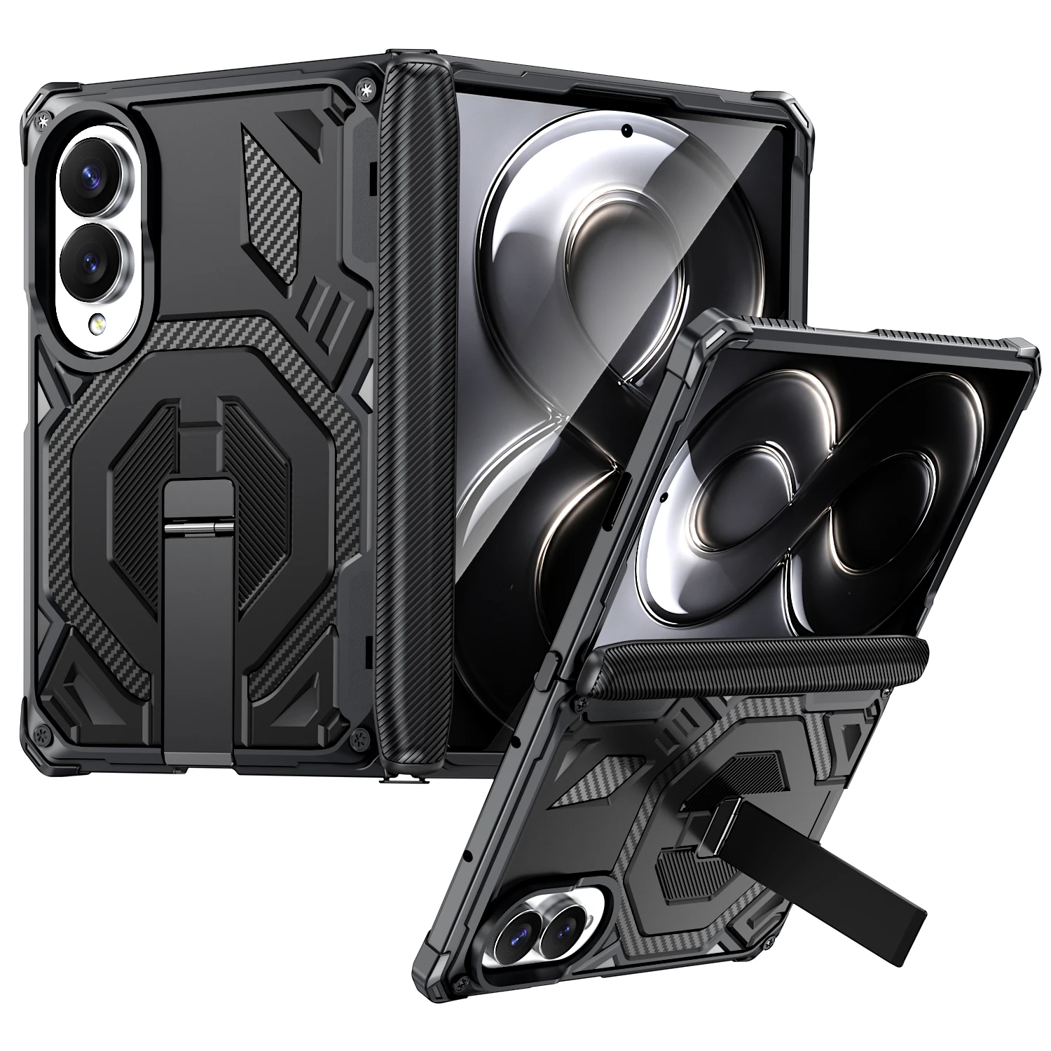 Magnetic Rugged Shockproof Stand Case with Hinge Protection - Military-Grade