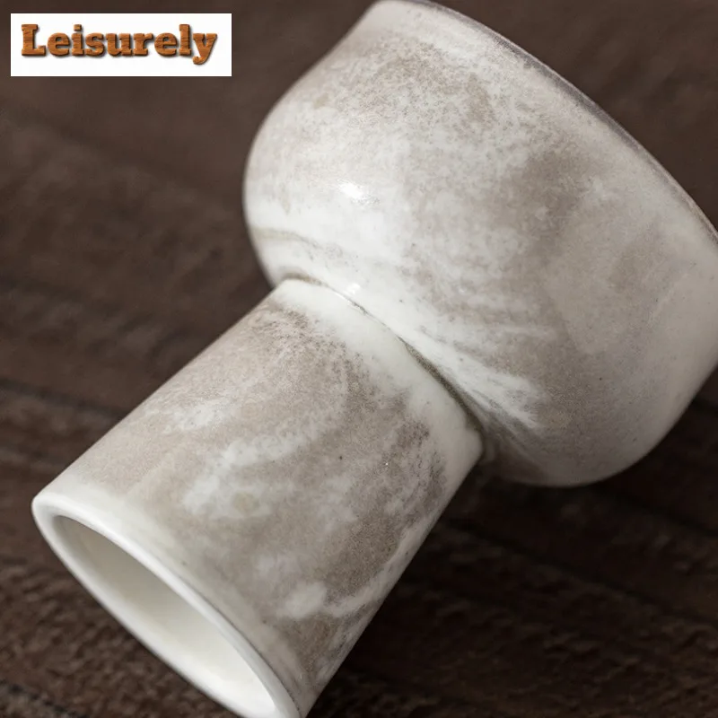 80ml Ink Painting High Foot Teacup Ancient Tea Bowl Tea Pair Tea-tasting Meditation Cup Jianzhan Master Cups Cha Decoration Gift