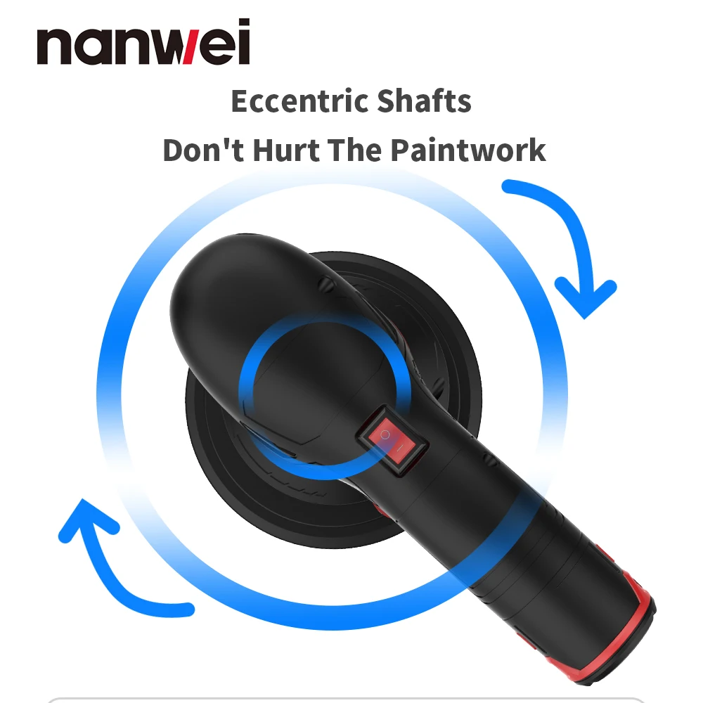 NANWEI 12V Mini Li-ion Polishing Machine Waxing Machine Vibrating Range 8mm 6 Speed Type-C Charging Interface