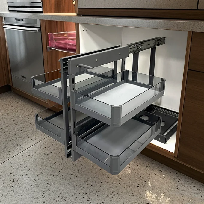 Multi Function Kitchen Cabinet Accessories Pull Out Magic Corner Drawer Basket Kitchen Storage Holder Cabinet Storage
