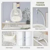 Oversized Rattan Hanging Egg Chair with Stand, Thick Cushion and Frame Outdoor Rocker, for Indoor Outdoor. Comfy Egg Swing Chair 3