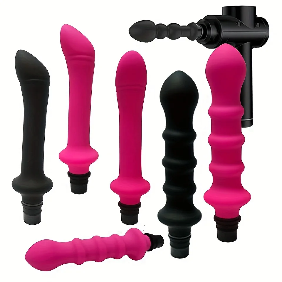 Threaded Silicone Fascia Gun Massage Head Set of 2 With 3 Sizes Of Connectors 12-13mm/15-16mm/18-19mm Fascia Gun Massage dildo