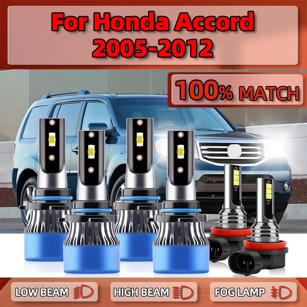 

360W Canbus LED Headlight Bulbs High Low Beam Car Light 6000K 12V Fog Lamps For Honda Accord 2005-2007 2008 2009 2010 2011 2012