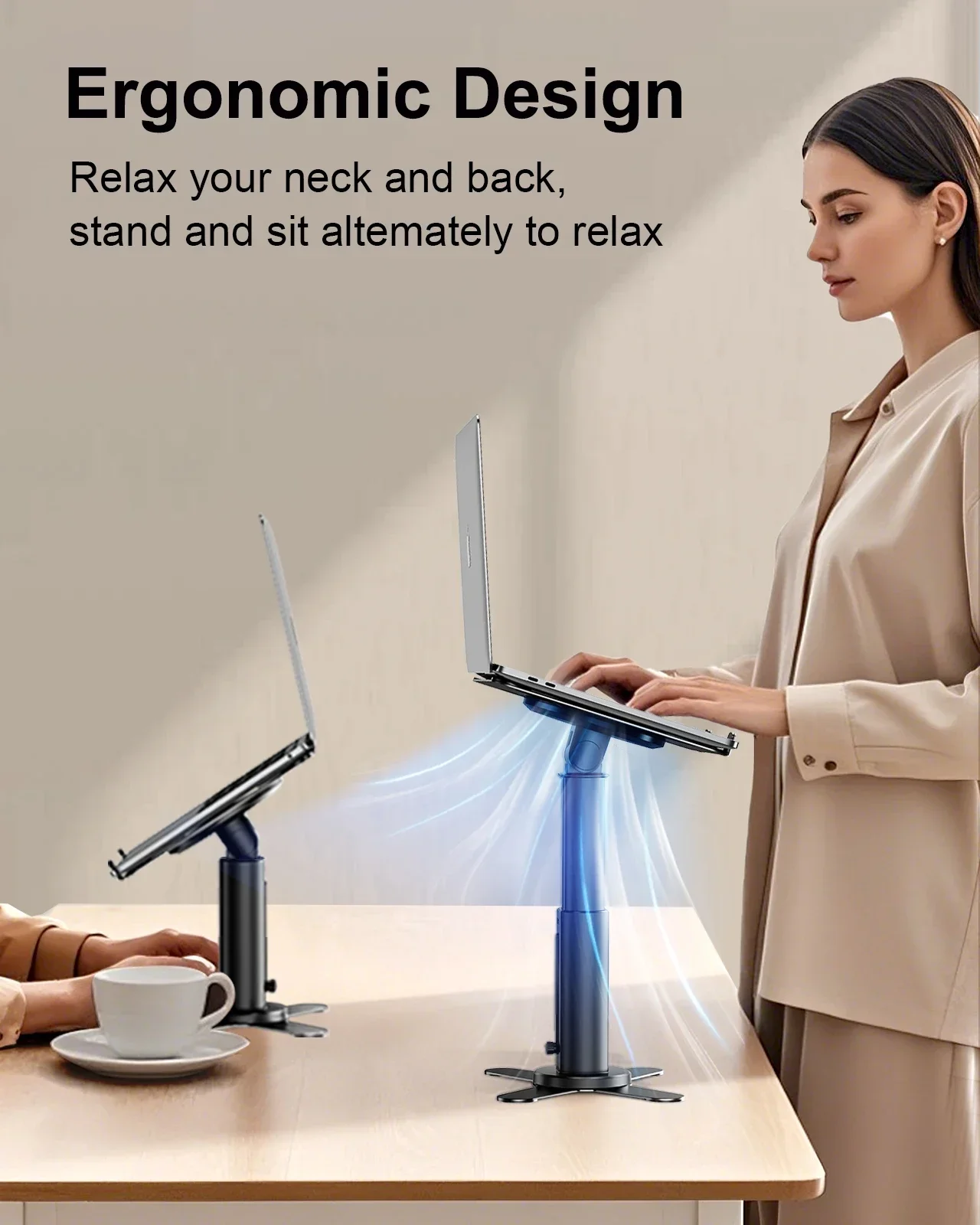 Eary Laptop Stand for Desk Ergonomic Foldable With 360 Rotating Base Adjustable Height Tablet Computer Stand Office Accessories