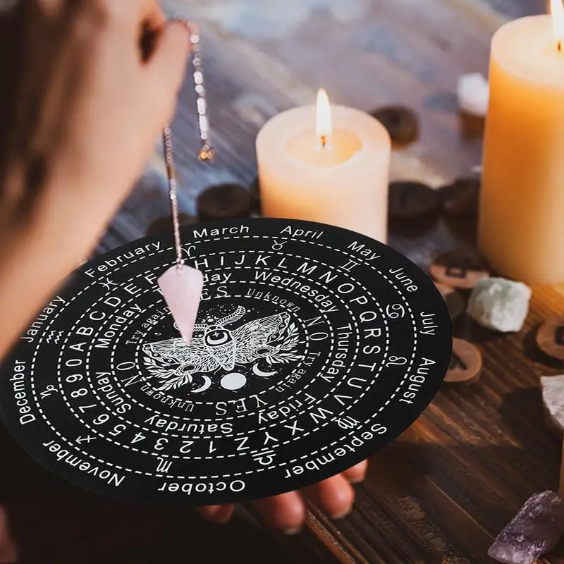 AHANDMAKER Set Pendolo In Legno Con Cristallo Di Quarzo Rosa – Tavola Per Divinazione E Accessori Wiccan Per Altare - 2