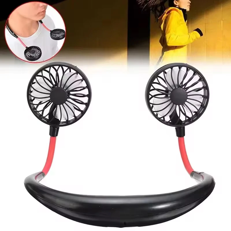 Neck Fan Portable Fan Hand Free Mini USB Rechargeable Neck Fan Cooling Wearable Suitable Fan Air Cooler for Outdoor Sports