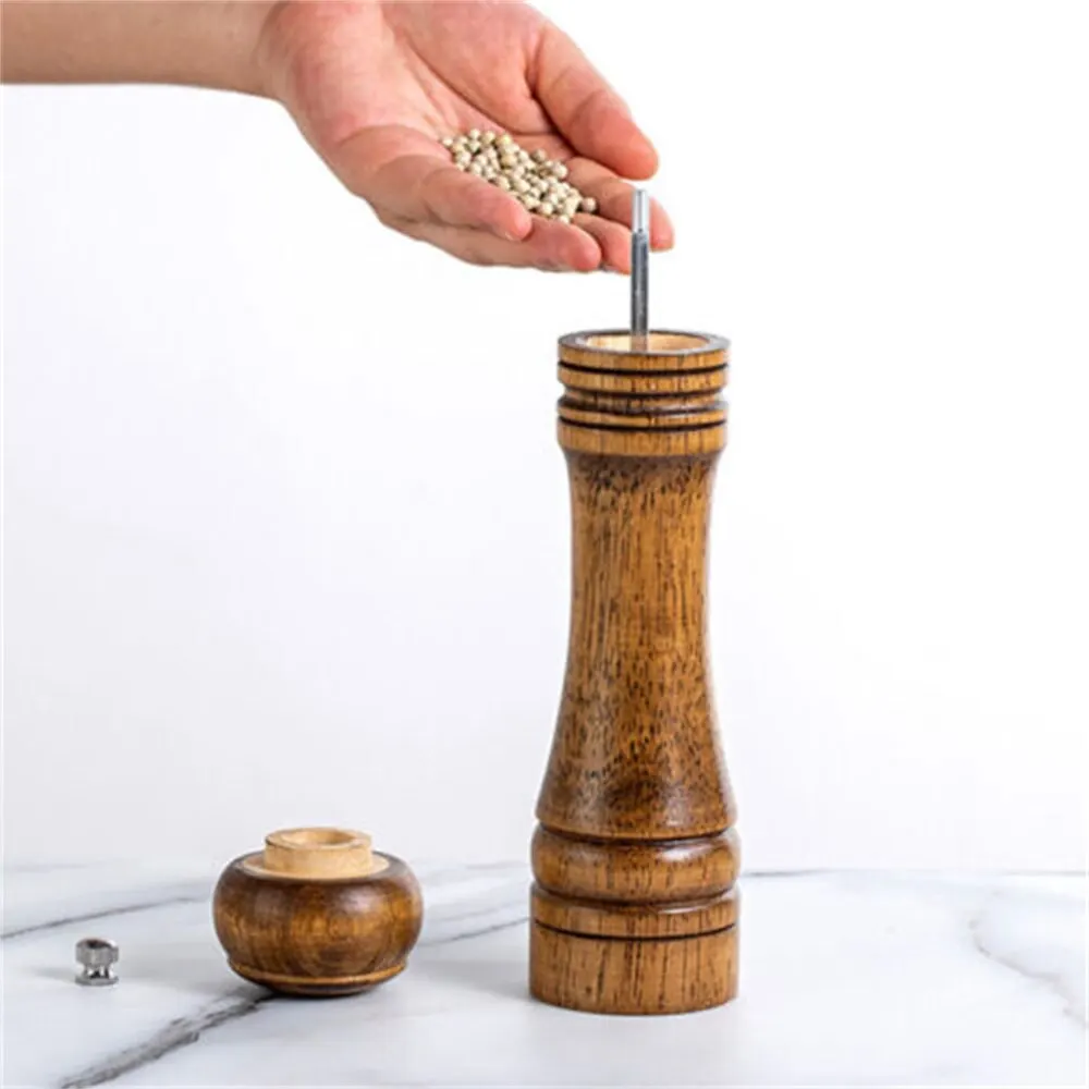 Salt and Pepper Grinder Wooden Cooking Salt Pepper Grinder 5 8 10 Inch Salt and Pepper Mill Shaker Ceramic Rotor Kitchen Tool