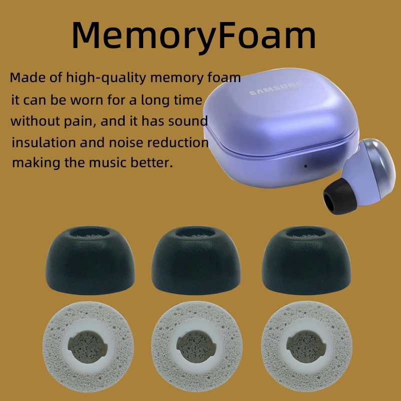 (6 Pezzi) Upgrade Round Sponge Dust Net Memory Foam Earplug Sostituzione Samsung Galaxy Bud Pro Real Wireless Earplug Earplug (3