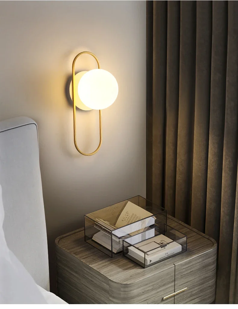 Description Picture 6 of itemG9 Glass Sconce Light Nordic Wall Lamp Living Room Bedroom Background Decoration Study Bedside Hotel Shop Aisle Indoor Lighting