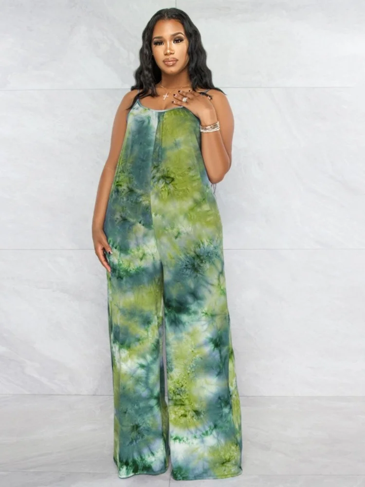 Wmstar Jumpsuits Rompers Wholesale Printed Halter Casual Pants Straight Leg Fashionable Loose Large Sized One Piece Pants 2025