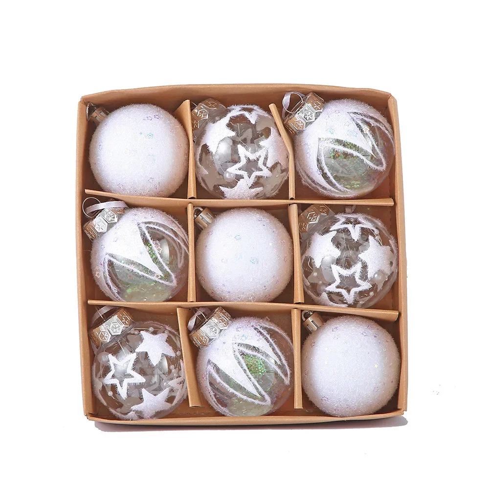 thumbnail image 1 of Bola colgante de Navidad de 6 cm de diámetro, adorno para árbol de Navidad, decoración para el hogar, bola de copo de nieve, adorno de gota blanca, 1 of 5