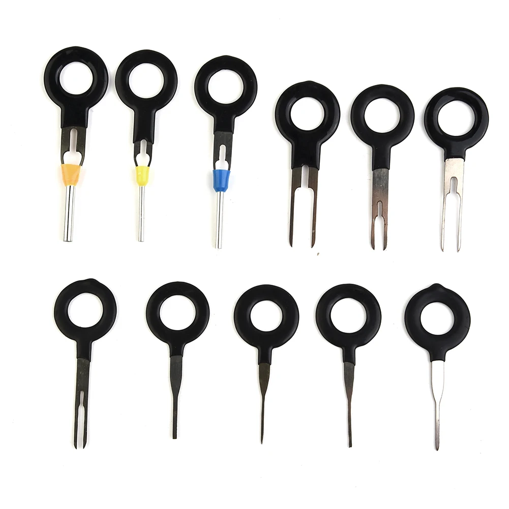 11pcs/Set Car Wire Terminal Removal Tool Crimp Connector Extractor Release Pin 0.8/1/1.2/1.4/2/3/4.5/6mm Pitch Car Repair Tool