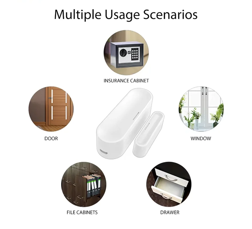 Tuya Matter Thread Door Window Sensor USB Powered Smart Home Door Sensor Detect Alarm Work With HomeKit Alexa Google Home