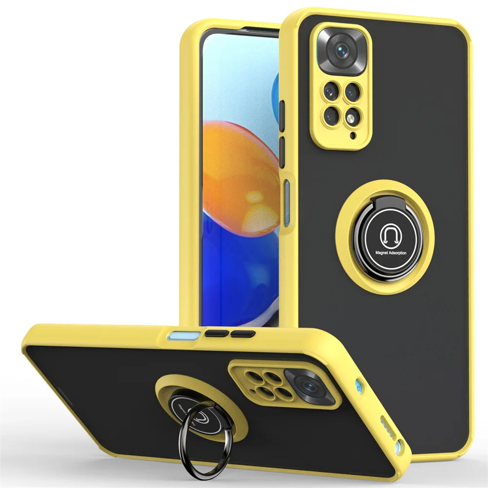 Matte Shockproof Camera Case with Car Magnetic Ring Stand and Cover