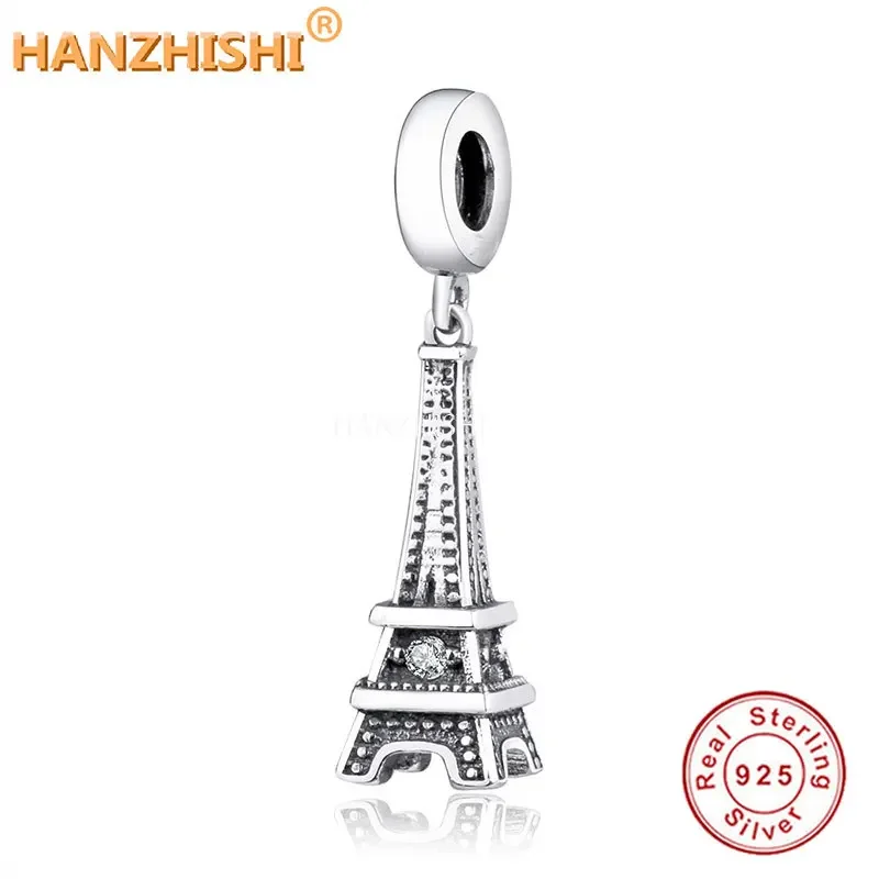 

Authentic New 925 Sterling Silver Openwork Tower Dangle Charms Beads Fit Original Bracelet Necklace Jewelry Women Berloque