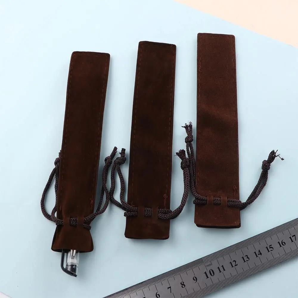 블랙 5색 펜 슬리브 홀더 만년필 드로스트링 펜 파우치 연필 가방 벨벳 펜 파우치 싱글 펜슬 가방 펜 가방 케이스