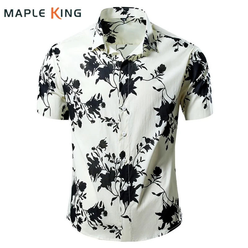 

Korean Shirts for Men Blusas Tallas Grandes 2024 Summer Floral Print Cotton Camisa Hawaiana Hombre Mens Casual Chemise Tops 8XL