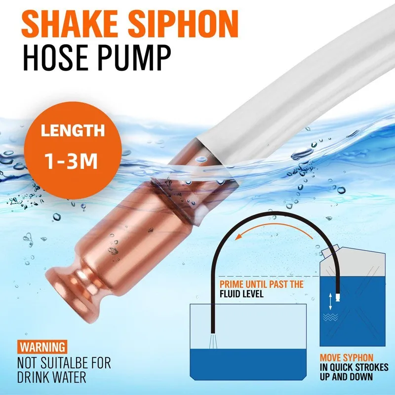 Shake Siphon Hose Pump Red Copper Siphon Filler Pipe Manual Oil Pump