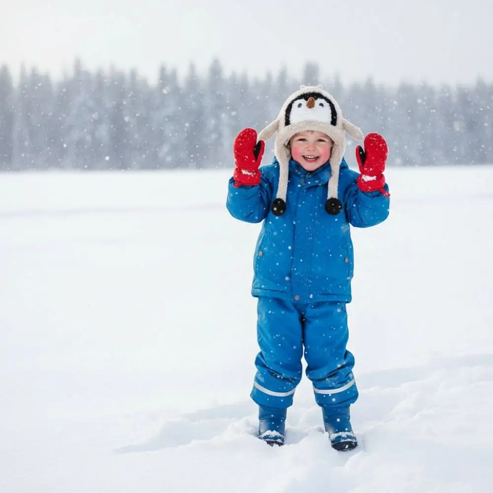 Cute Children's Warm Hat Windproof Thickened Warmth Cartoon Penguin Balaclava Hat Pom Pom Ends Breathable Ear Protection Cap