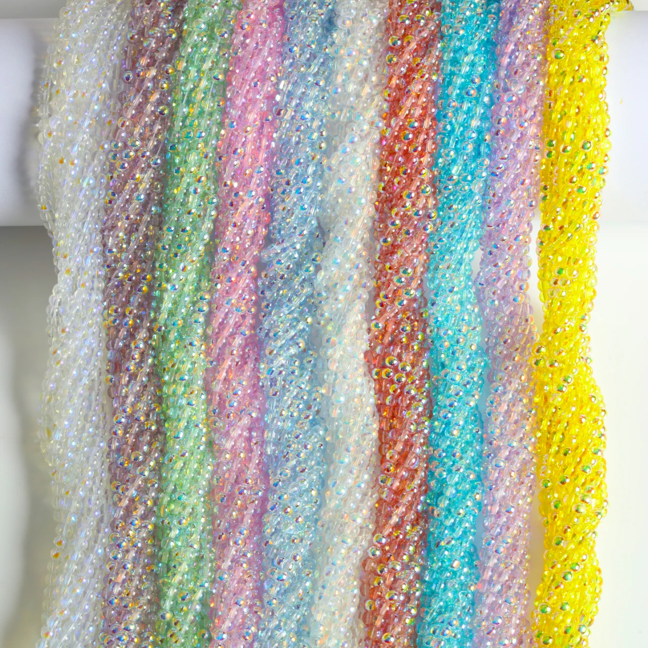 Iridescent Round Glass Beads for Jewelry Making – 4mm DIY Crafting Accessories